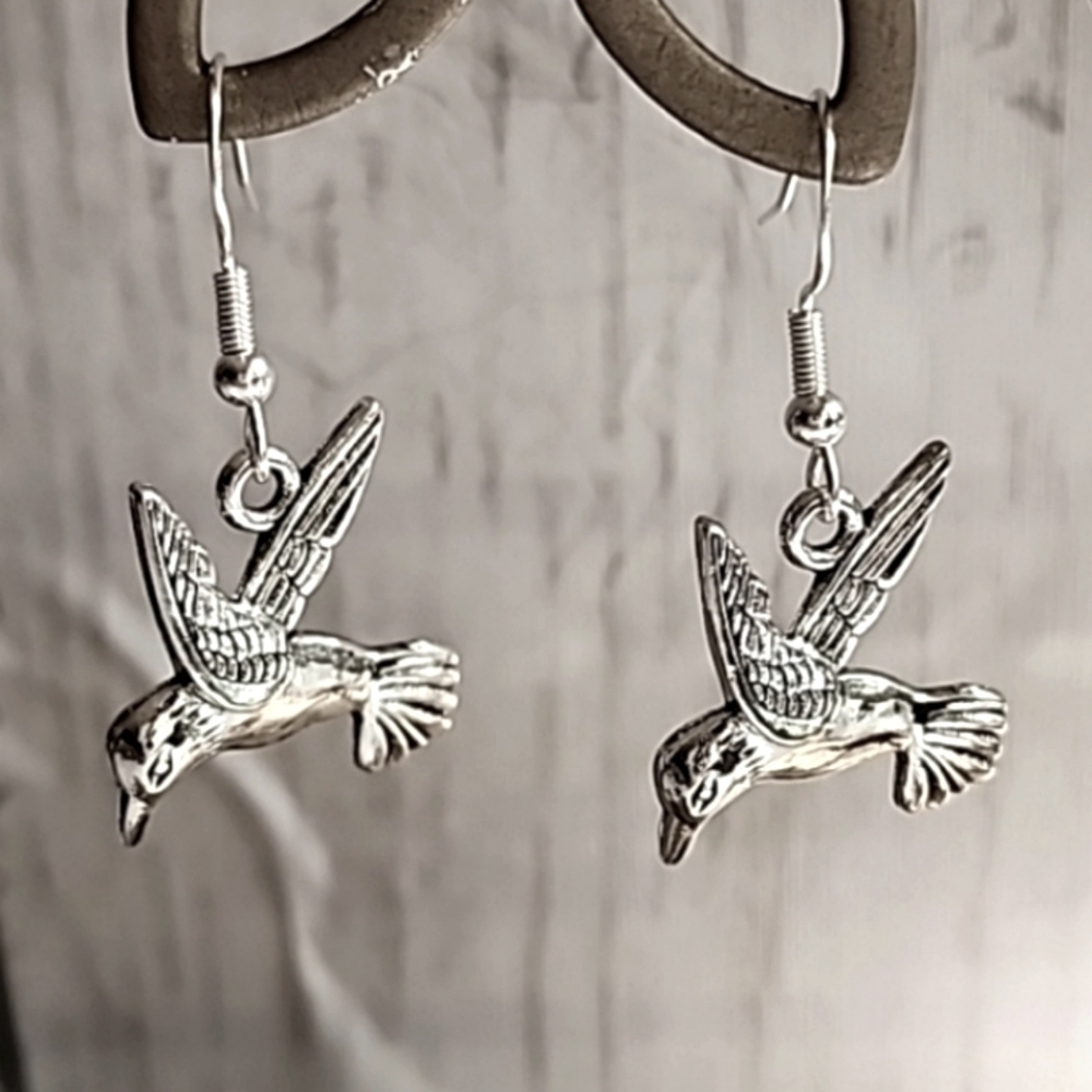 Hummingbird  earrings 925S HOOKS.
